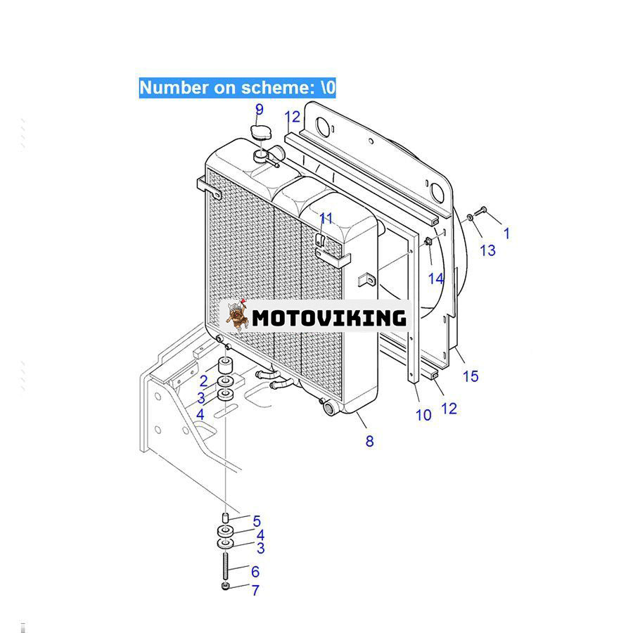 Vattentankkylare 42N-03-11100 för Komatsu Grävlastare WB97S-5 WB93S-5 WB93R-5 WB91R-5 WB91R-5E0 WB97R-5