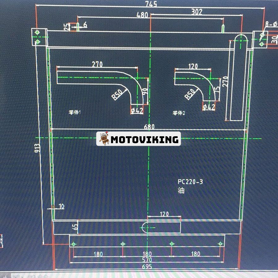 För Komatsu Grävmaskin PC220-3 PC220LC-3 PC240-3K PC240LC-3K Hydraulisk oljekylare ASS'Y 206-03-44111